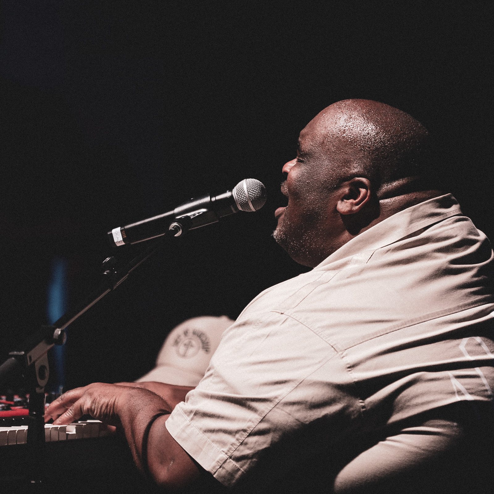 Eddie James at the microphone